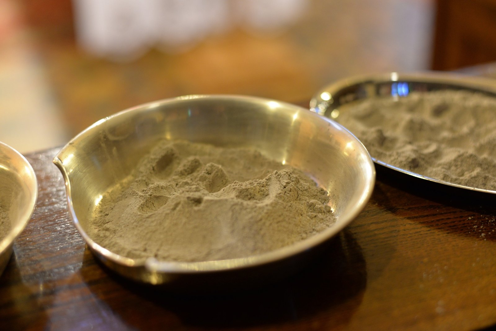 Ashes for Ash Wednesday Small golden bowls for distributing ashes on Ash Wednesday
