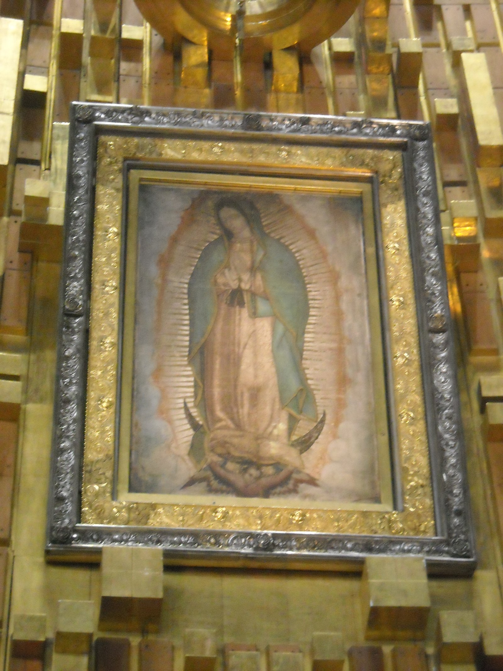 Image of Our Lady of Guadaplupe on St. Juan Diego's Tilma displayed in México City