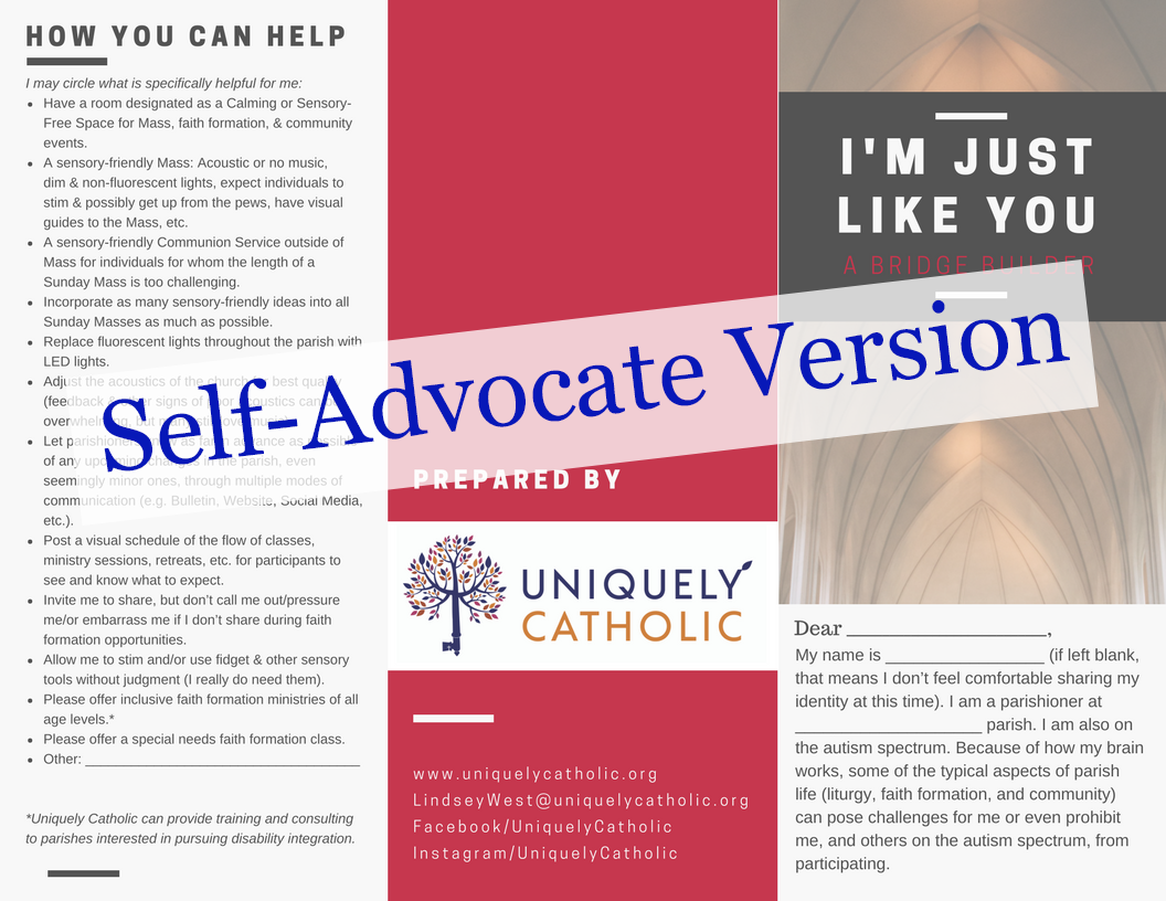 Image of front half of self-advocate autism brochure